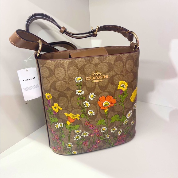 Coach Handbags - Coach Gold/Khaki
Sophie Bucket Bag In Signature Canvas With Floral Print # CR155